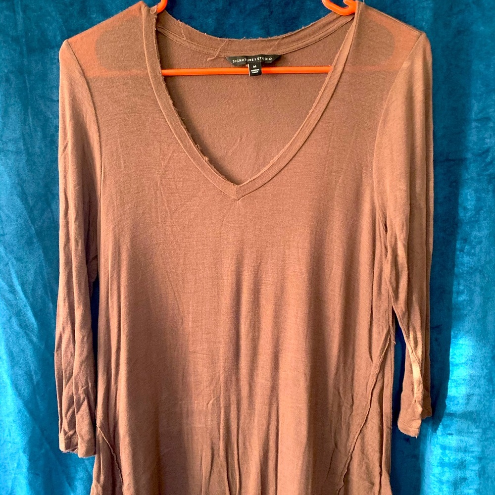 Signature Studio Light weight Brown V-Neck Top